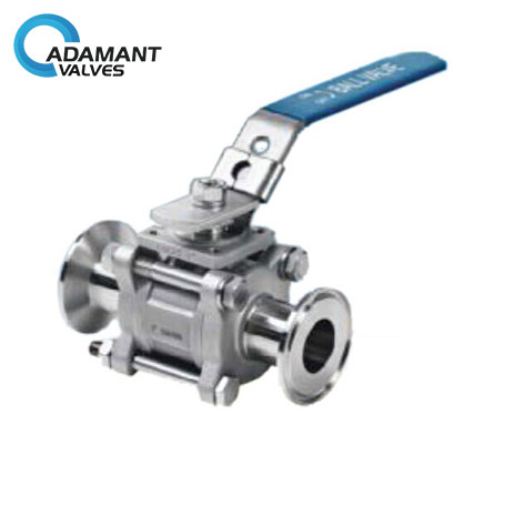 Encapsulated Sanitary 3 Piece Ball Valve with ISO 5211 Mounting Pad, Manual Type