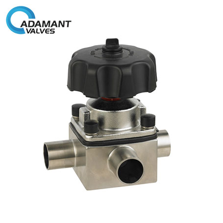 3-Way Sanitary Diaphragm Valve with Butt-weld Ends